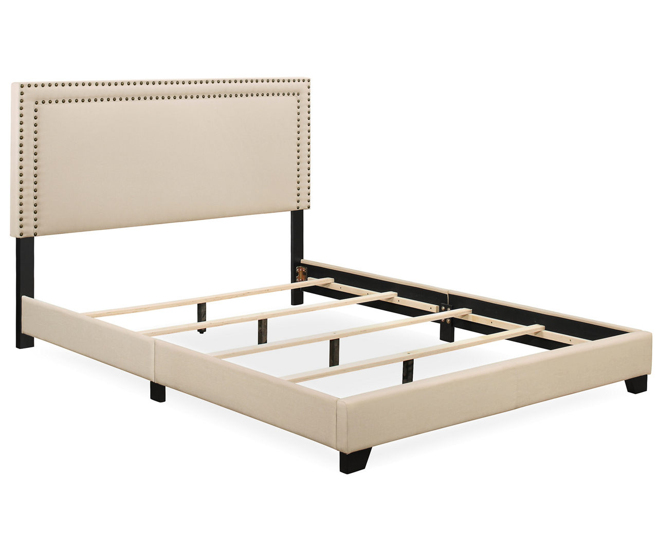 Cream Upholstered King Bed with Nailhead Trim | Big Lots