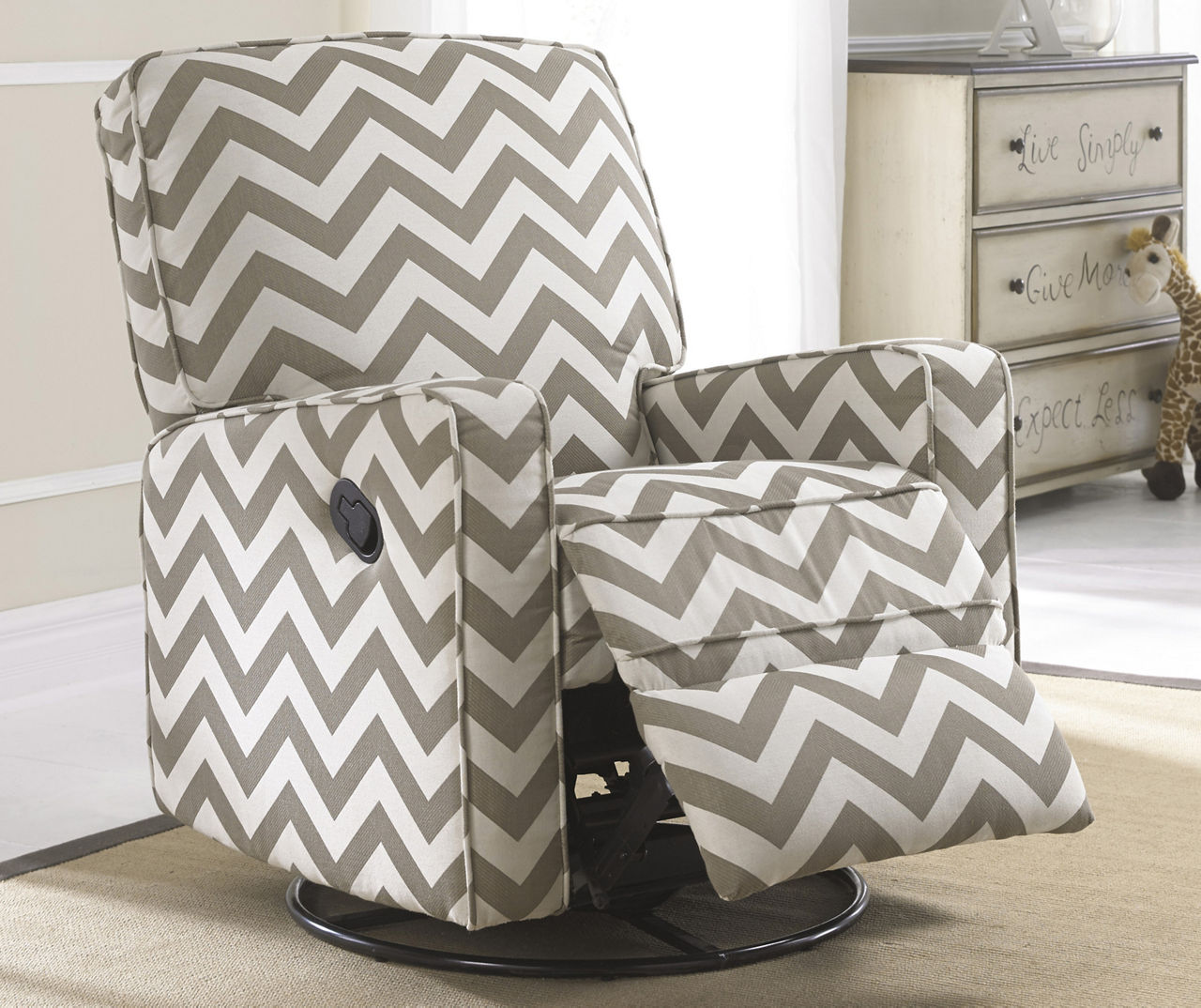 Truffle Chevron Swivel Glider Recliner
