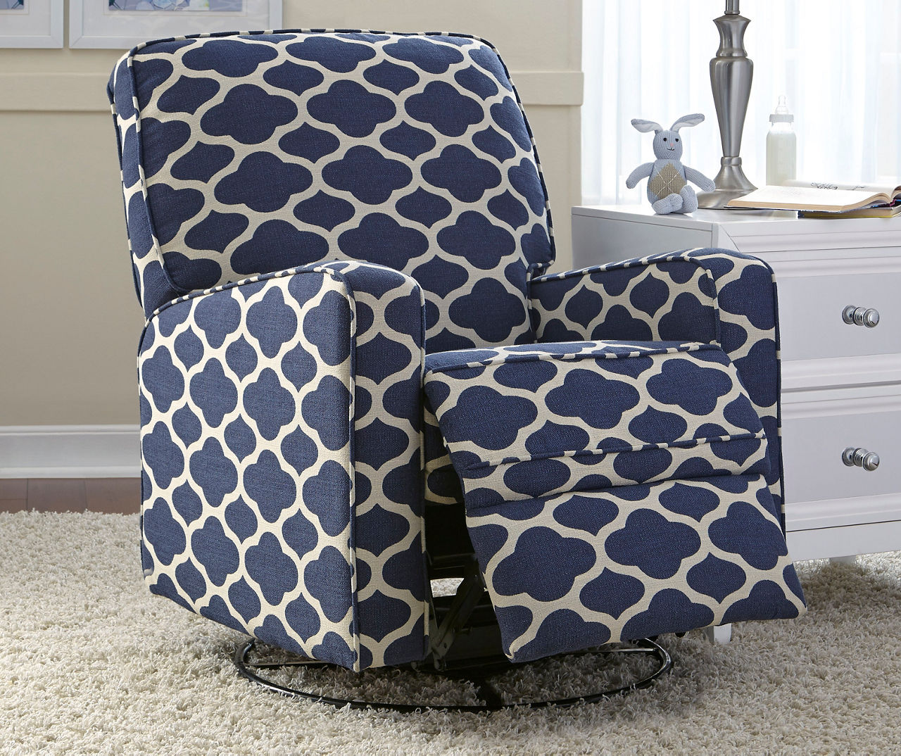 Navy blue deals swivel recliner