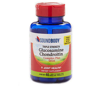 Triple Strength Glucosamine Chondroitin Complex Plus MSM Tablets, 40-Count