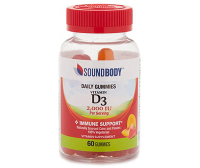 Vitamin D3 2000IU Daily Adult Gummies, 60-Count