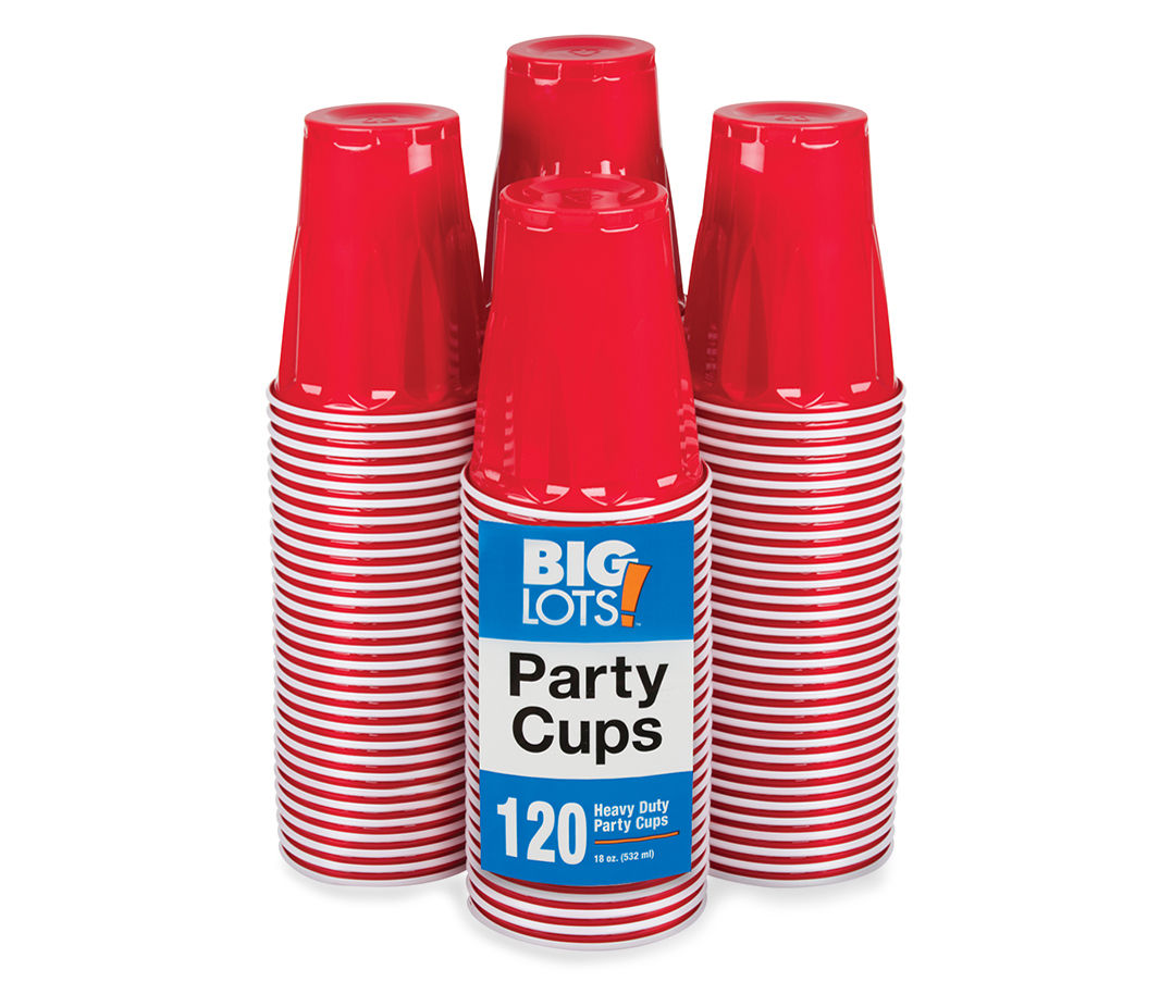 Great Value Everyday Disposable Plastic Cups, Red, 18 oz, 120 count 