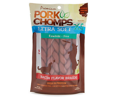 Bacon Flavor Braids Extra-Soft Dog Treats, 6-Count