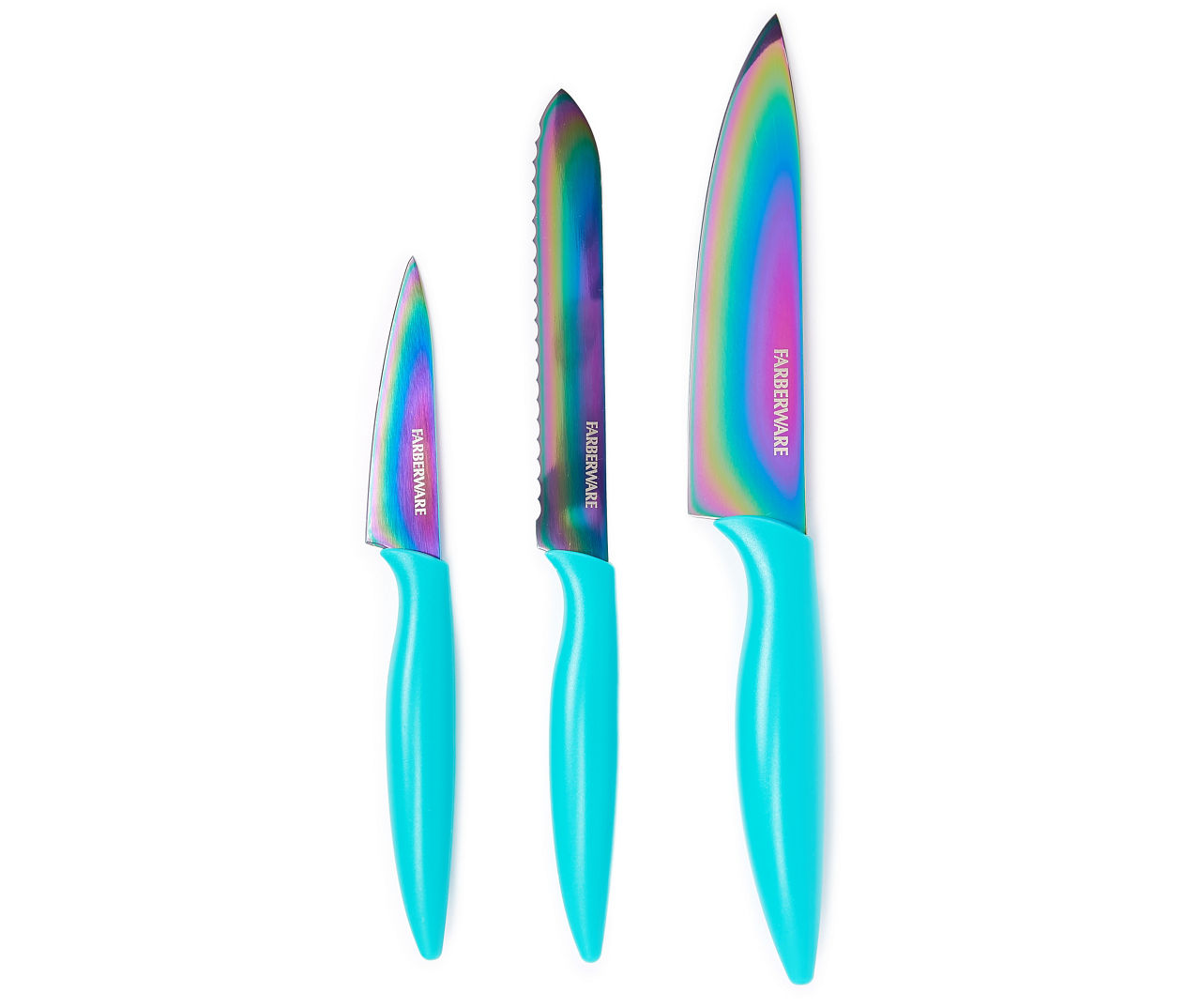  Farberware Stainless Steel Chef Knife Set, 4-Piece, Blue: Home  & Kitchen