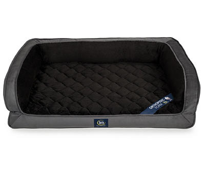 Gray & Black Orthopedic Quilted Couch Pet Bed, (27