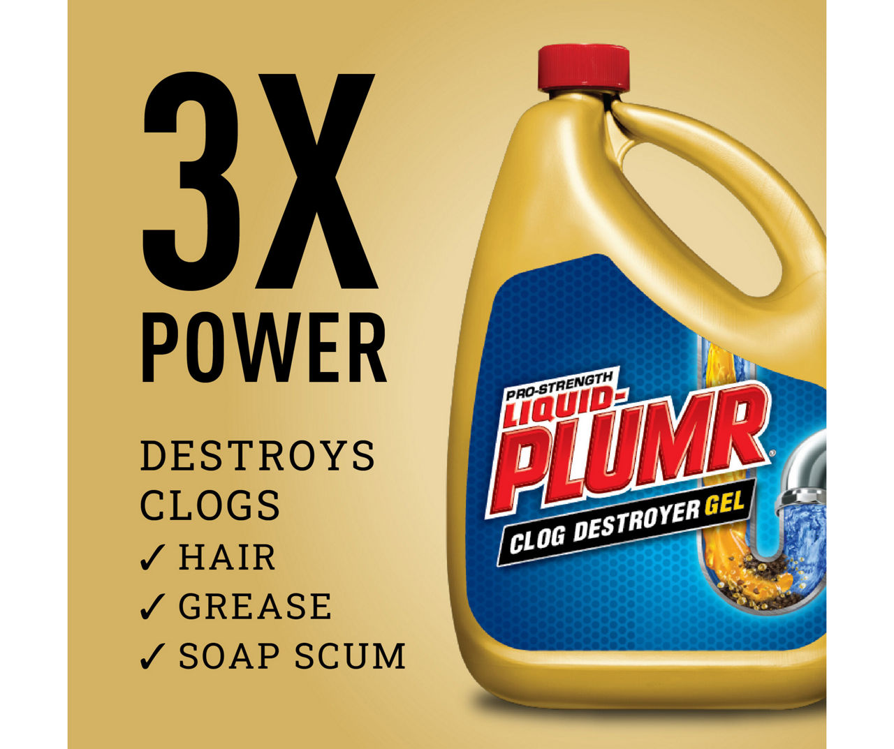 Pro-Strength Clog Destroyer Gel with PipeGuard, Liquid Drain Cleaner, 80 Oz.