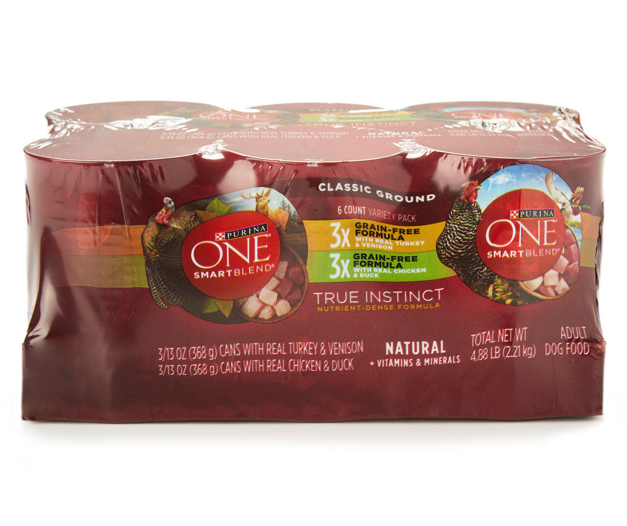 Purina ONE SmartBlend True Instinct with Grain Free Chicken and Duck  Classic Ground Canned Dog Food