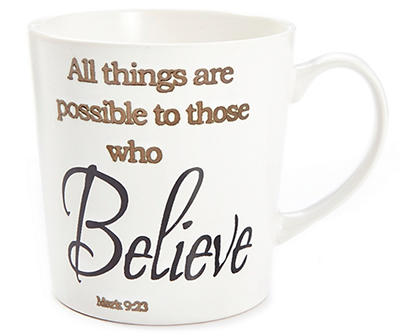 "Believe" Stoneware Mug, 16 Oz.