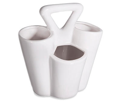 Home Essentials White 4-Section Ceramic Caddy - Big Lots