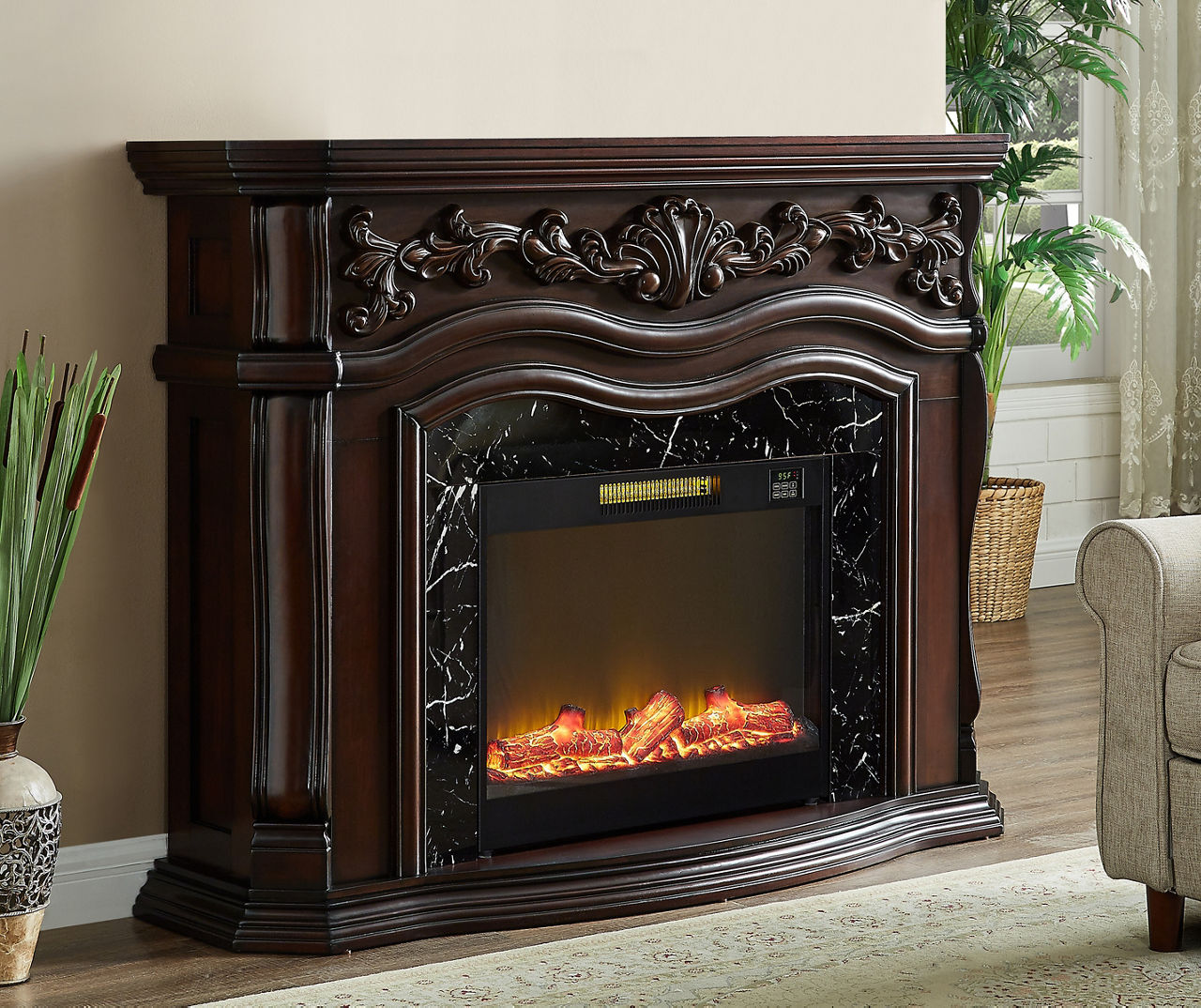 Cherry fireplace tv stand deals big lots