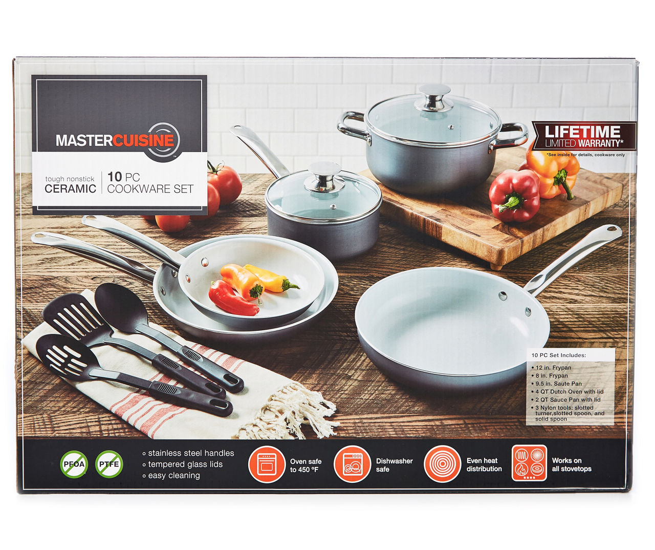 Master Cuisine Gray Aluminum 10-Piece Cookware Set