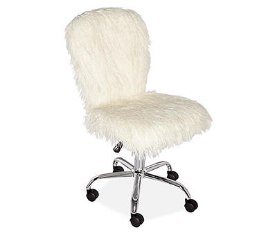 Taylor White Faux Fur Armless Office Chair - Big Lots