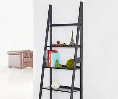 Black 5-Shelf Ladder Bookcase
