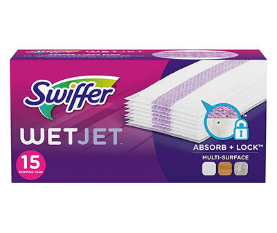 Swiffer WetJet Multi Surface Floor Cleaner Spray Moping Pads Refill, 15 count