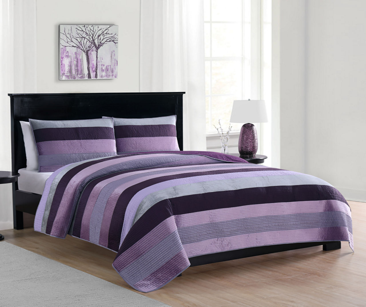 Louis Vuitton Diamond Purple Quilt Bedding Set • Kybershop