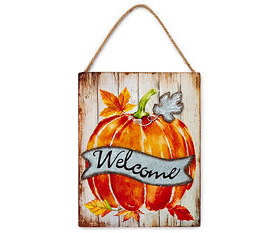"Welcome" Pumpkin Wall Decor