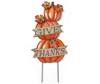 "Give Thanks" Pumpkin Yard Stake
