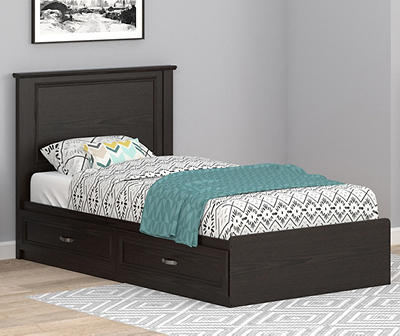 Ameriwood Andover Oak Espresso Twin, Twin Bed Frame With Cabinets