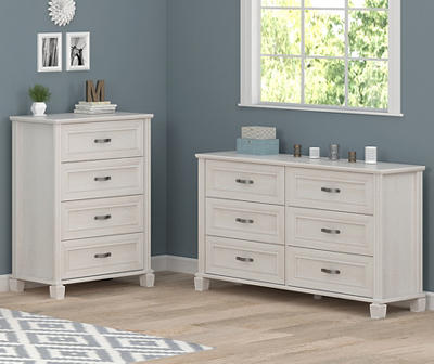 Magnolia Oak White 6-Drawer Dresser
