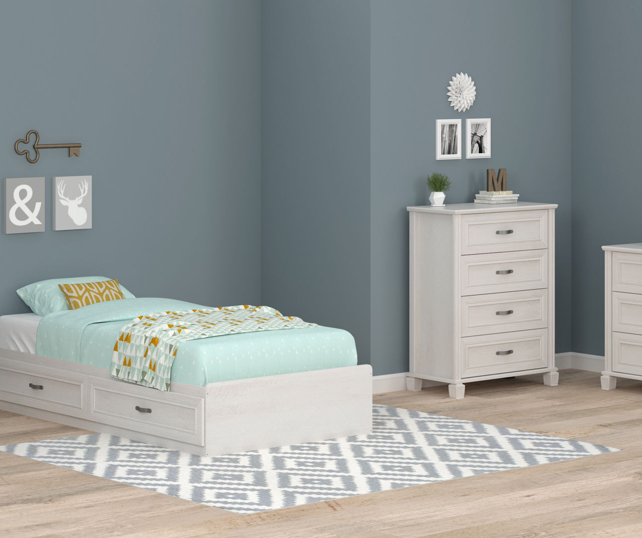 White twin bed store with drawers underneath