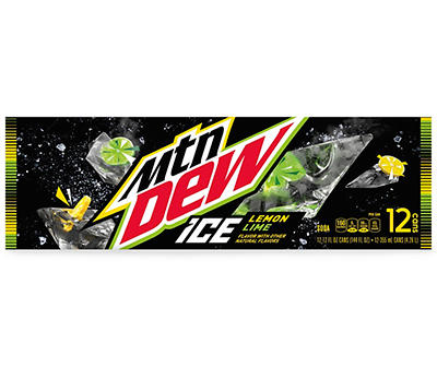 Mtn Dew Ice Soda Lemon Lime Flavor 12 Fl Oz 12 Count Can