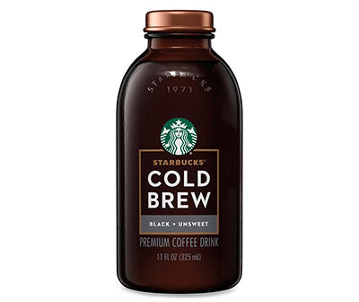 Starbucks Cold Brew Black Unsweetened Coffee 11 Fluid Ounce Glass Bottle