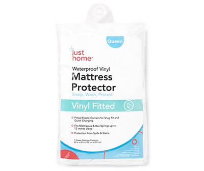 Just Home Waterproof Fitted Vinly Queen Mattress Cover