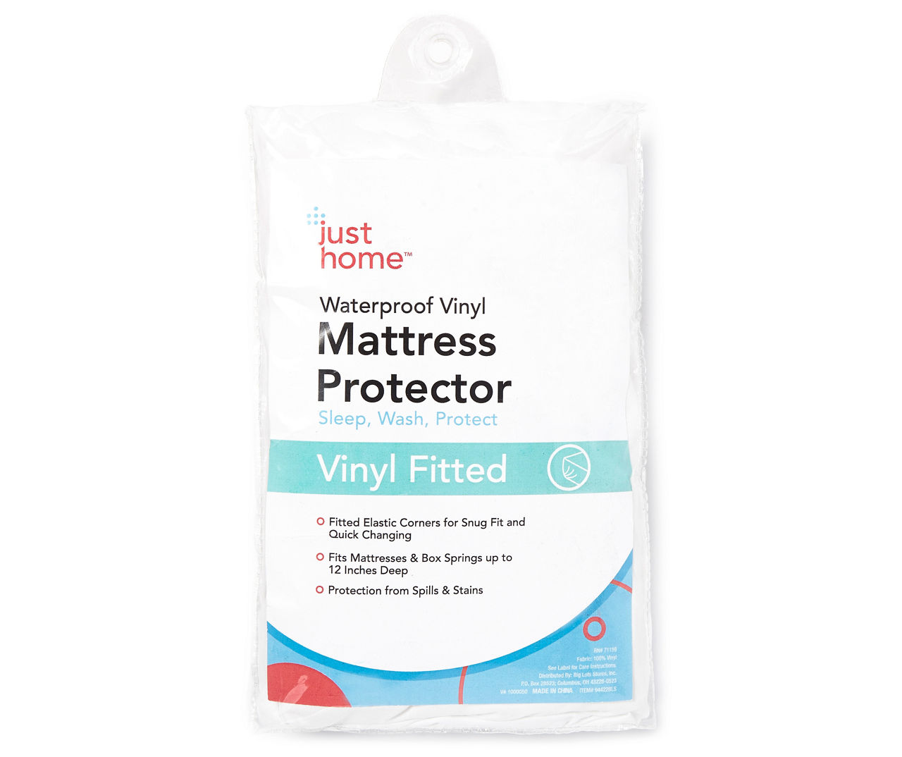 Just Home Twin Fitted Vinyl Protective Mattress Cover