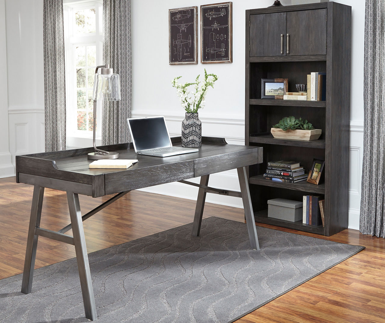 Ashley Freedan Home Office Desk - Grayish Brown