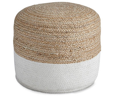 Sweed Valley Natural & White Round Pouf