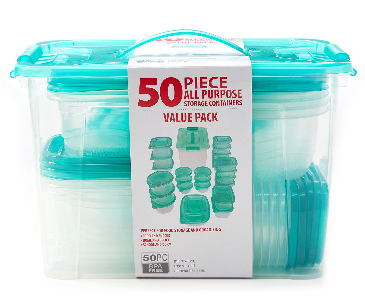 Teal All Purpose Storage Containers, 50-Piece Set