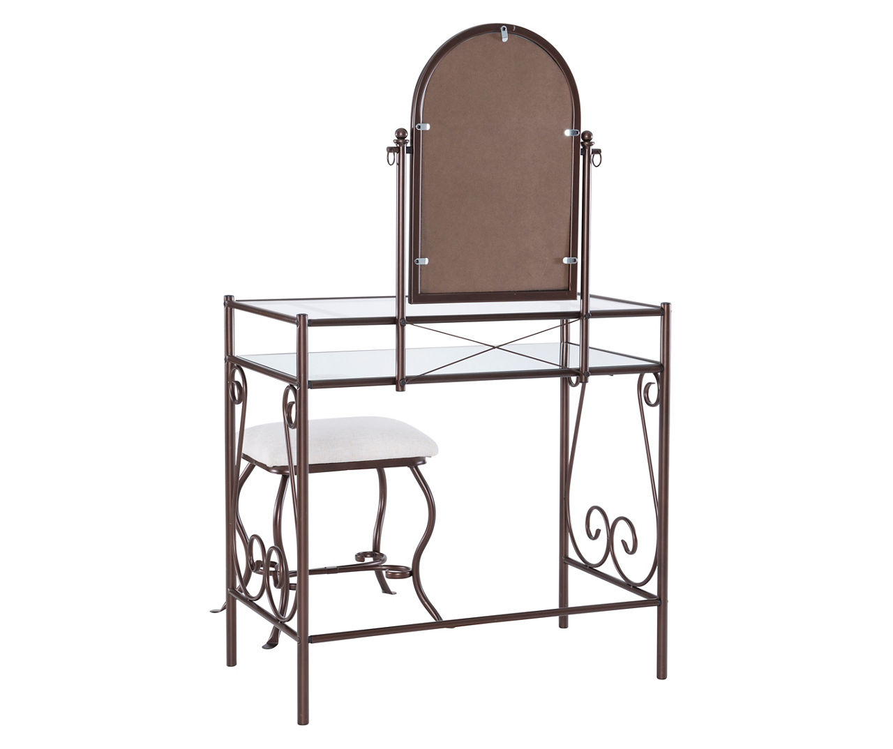 Heather Metal Adjustable Mirror Vanity Set with Stool