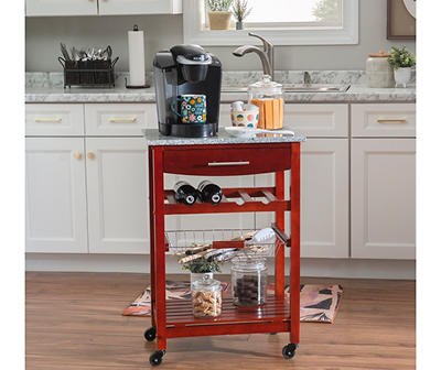 Clinton Wenge Brown Granite Top Mobile Kitchen Cart with Storage