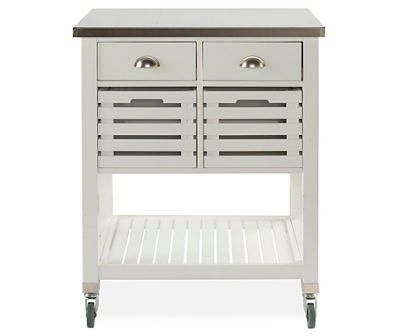 Laurie White Steel Top Kitchen Cart with Drawers