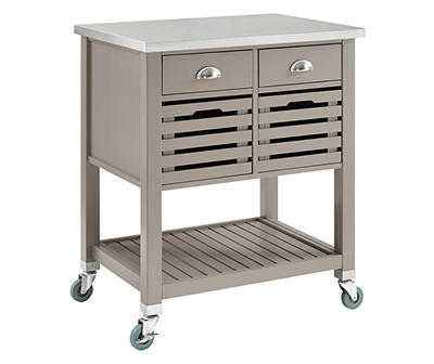 Laurie Gray Steel Top Kitchen Cart with Drawers