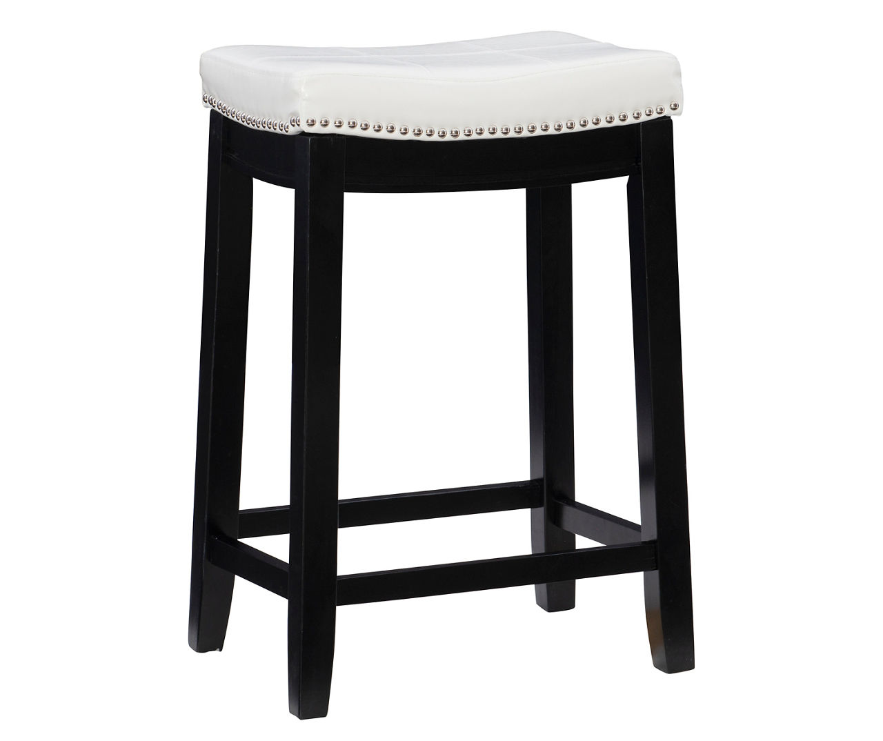 24" Brooke White Faux Leather Backless Counter Stool