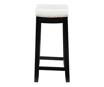 24" Brooke White Faux Leather Backless Counter Stool
