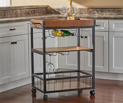 Luke Industrial Kitchen Cart with Wine Storage