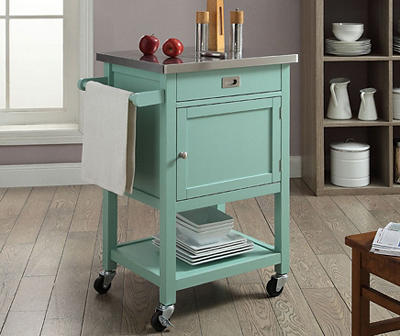 Reed Green Steel Top Mobile Kitchen Cart with Storage