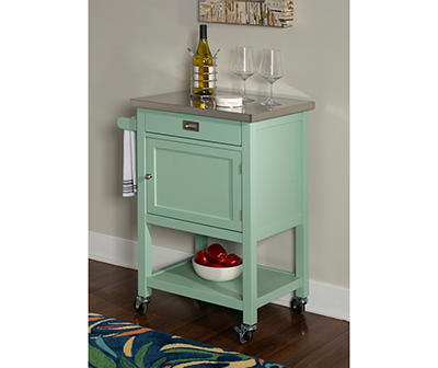 Reed Green Steel Top Mobile Kitchen Cart with Storage