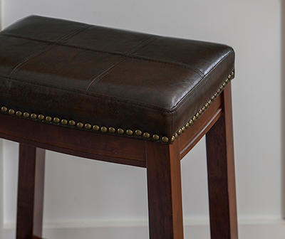 24" Brooke Brown Faux Leather Backless Counter Stool
