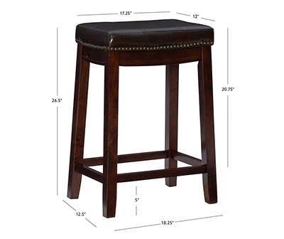 24" Brooke Brown Faux Leather Backless Counter Stool