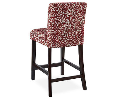 24" Liz Lava Red Damask Upholstered Counter Stool