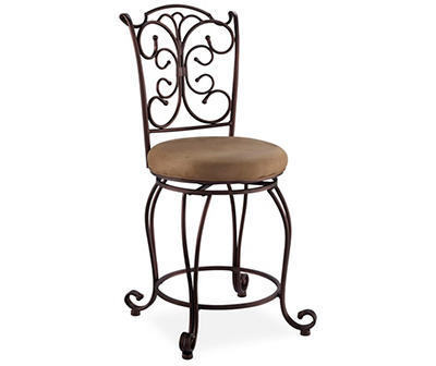 24" Gathered Scrollwork Back Counter Stool