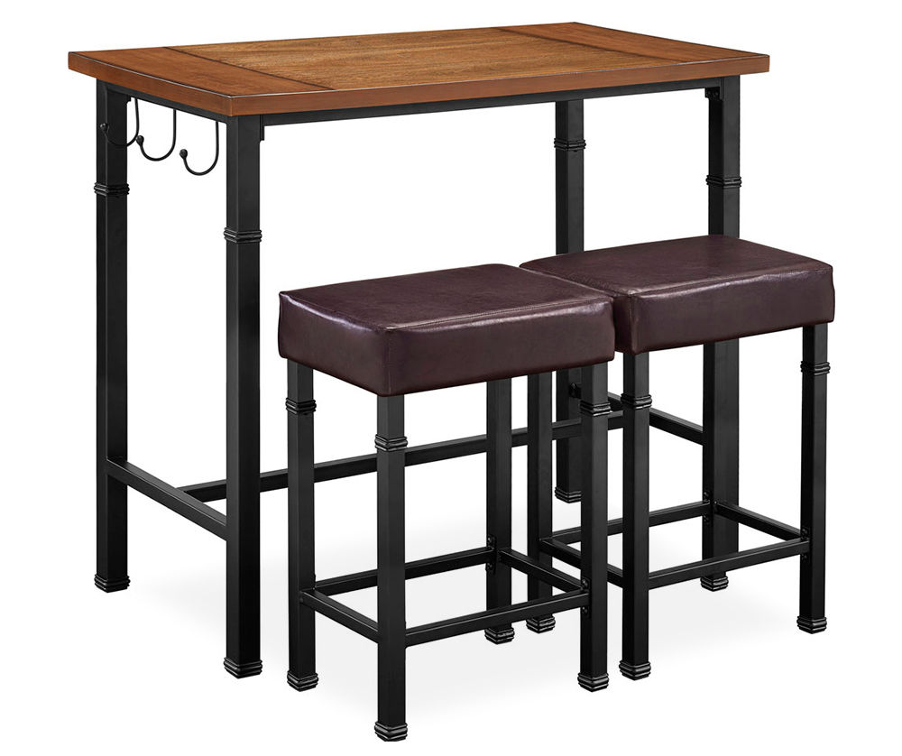 Luke Industrial 3 Piece Pub Table Set with Hooks Big Lots