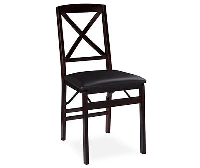 Espresso Cross Back Folding Chairs, 2-Pack