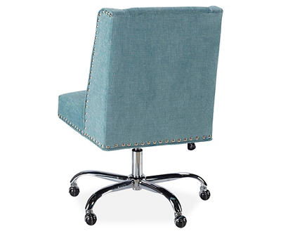 Aqua Square Back Office Chair with Nailhead Trim