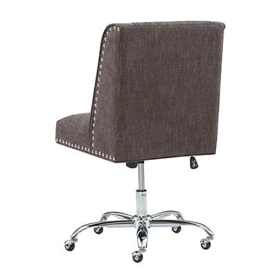 Charcoal Gray Square Back Office Chair with Nailhead Trim