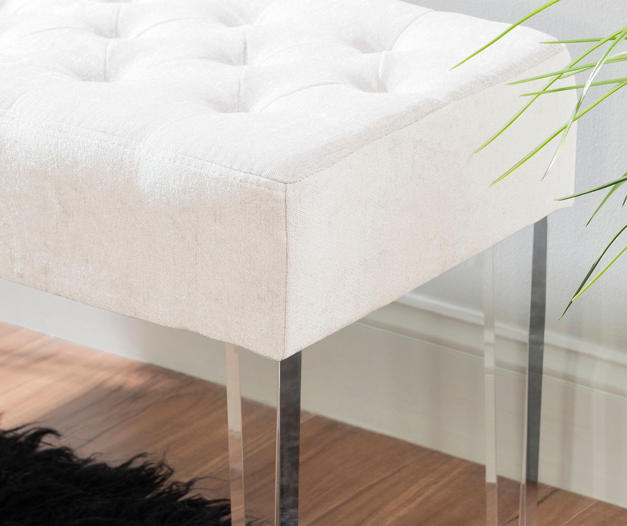 Marie Platinum Padded Glam Acrylic Bench