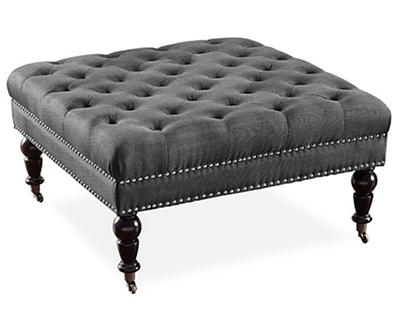 Claire Charcoal Square French Country Ottoman